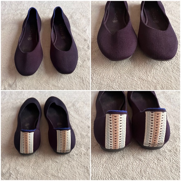 Rothy's The Square Knit Ballet Flat Heel Stripe Navy Blue Sz 10.5 - Picture 4 of 13